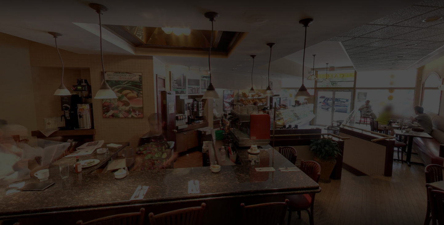 Behind the counter at Bread & Chocolate