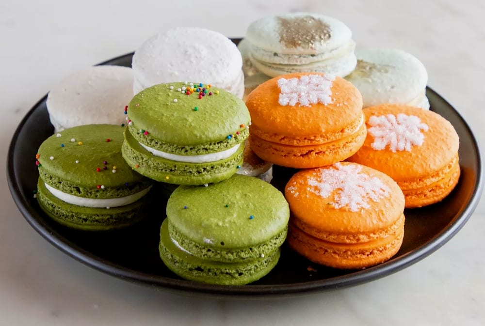 Plate of assorted French macarons